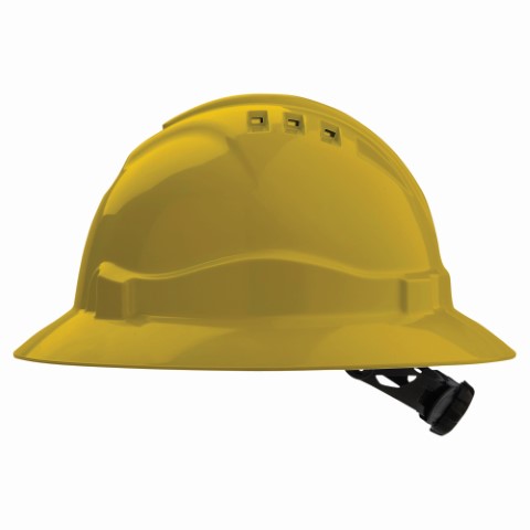 PRO HARD HAT FULL BRIM VENTED RATCHET HARNESS - V6 YELLOW